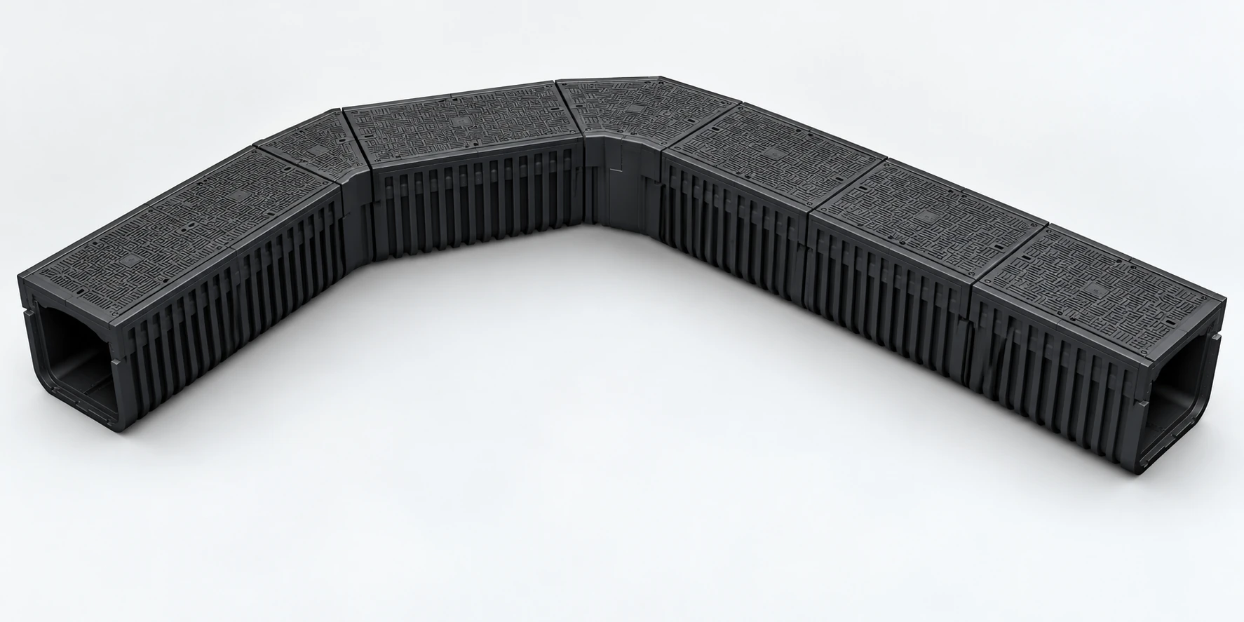 EcoTrough straight sections connected through bends and corners