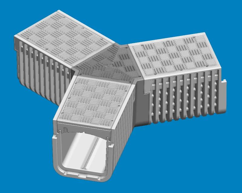 Three-way 45° solution with straights