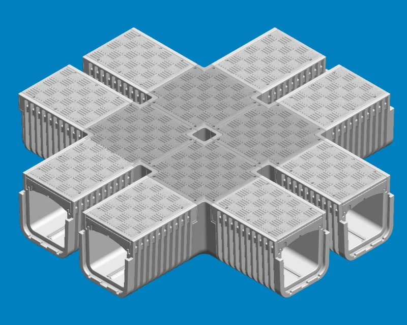 Eight-way 90° solution with straights